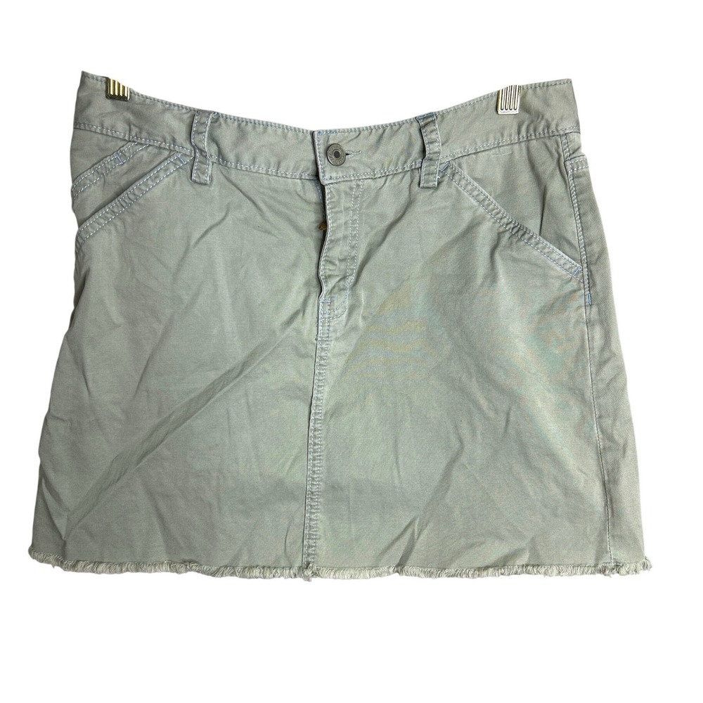 Gap Jeans Sz 6‎ Womens Sage Green Stretch Cotton Raw Hem Mini Skirt